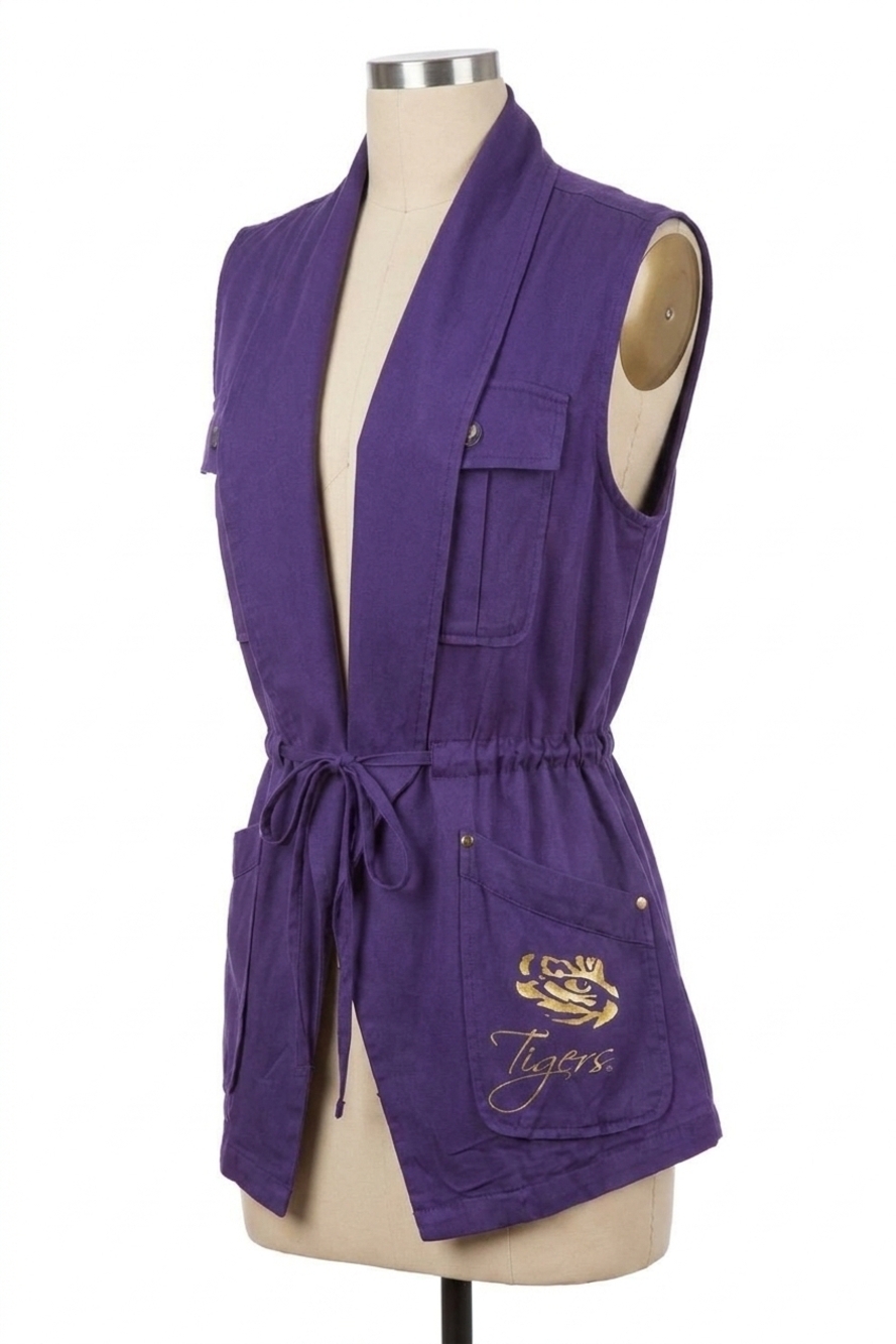 NEW GAMEDAY COUTURE lsu logo drawstring vest in purple